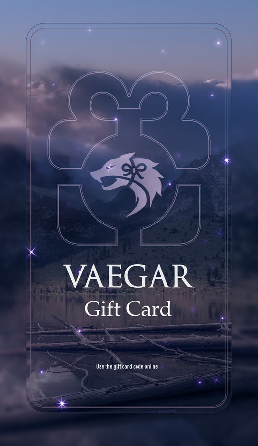This is an image of a Gift Card for VAEGAR Jewellery and Accessories shop. Use this gift card code in our online store at vaegar.com