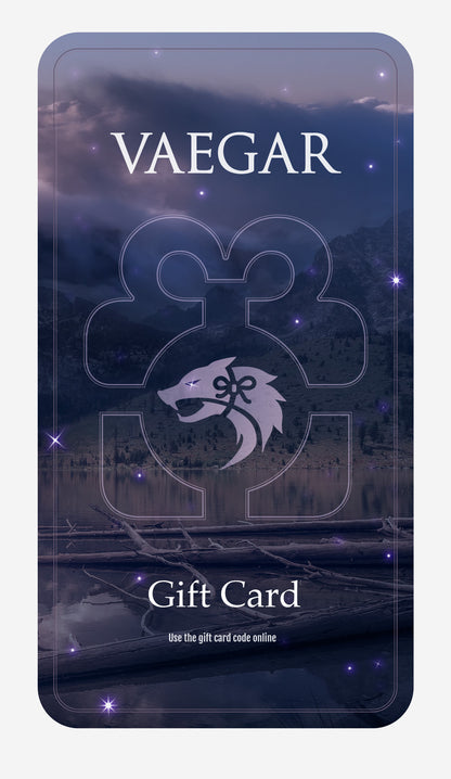 This is an image of a Gift Card for VAEGAR Jewellery and Accessories shop. Use this gift card code in our online store at vaegar.com