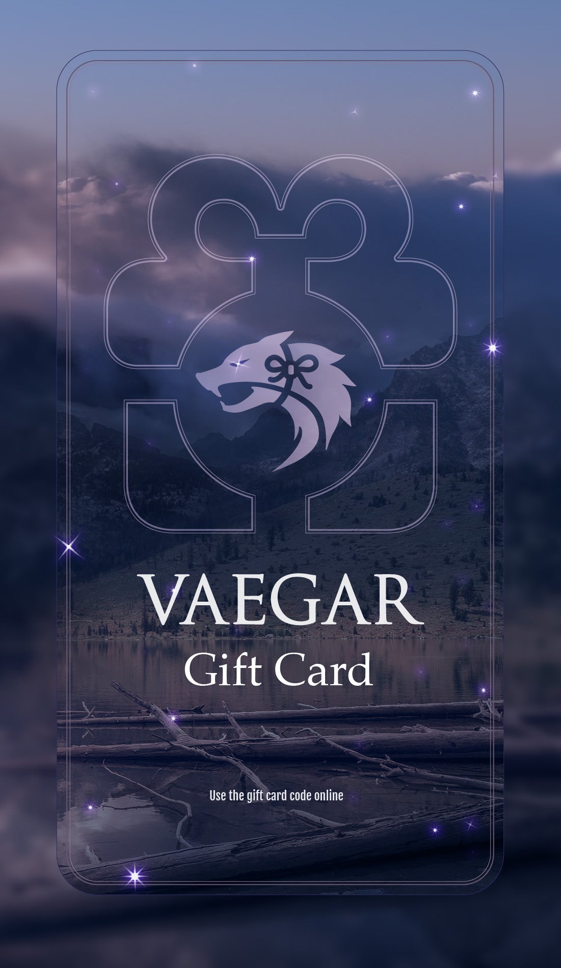 This is an image of a Gift Card for VAEGAR Jewellery and Accessories shop. Use this gift card code in our online store at vaegar.com