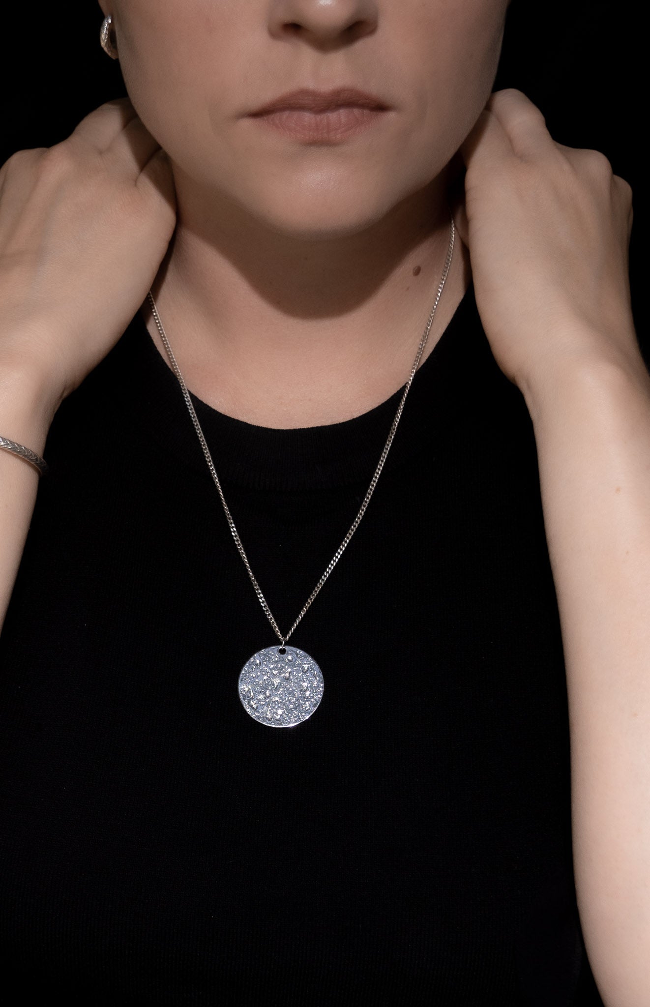 VAEGAR Moon Necklace and Female Model