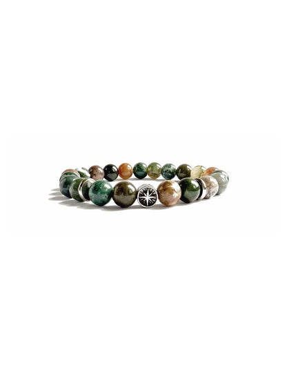 Moss Agate Wolf Bracelet
