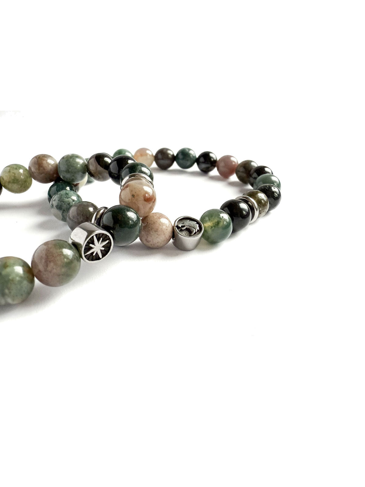 Moss Agate Wolf Bracelet